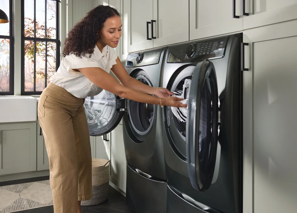 Miele heat pump dryer in a modern laundry room